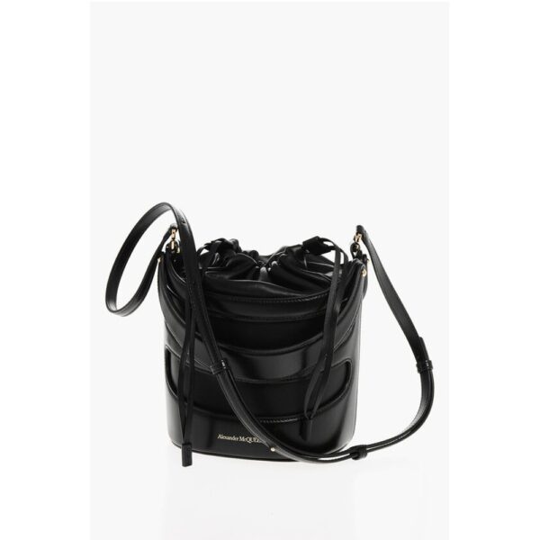 Alexander McQueen Leather THE RISE Bucket Bag with Removable Shoulder Strap - Image 3