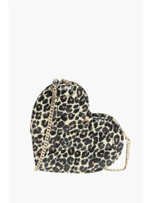 Dsquared² Animal Patterned Leather Heart-shaped Clutch
