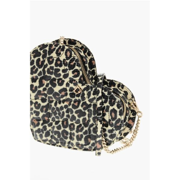Dsquared² Animal Patterned Leather Heart-shaped Clutch - Image 3