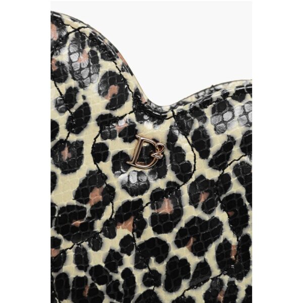 Dsquared² Animal Patterned Leather Heart-shaped Clutch - Image 4