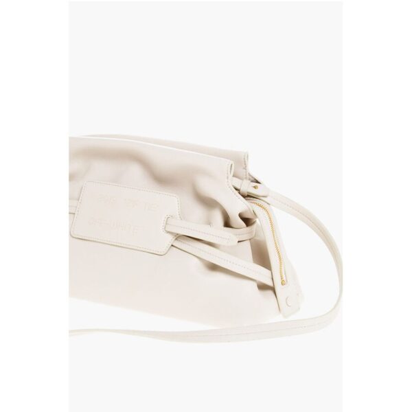 Off-White Solid Color Leather Clutch - Image 3