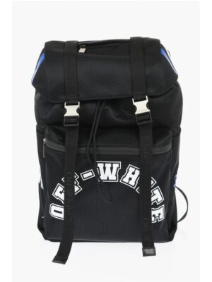 Off-White Perforated Nylon Hiking Backpack with Contrasting Details
