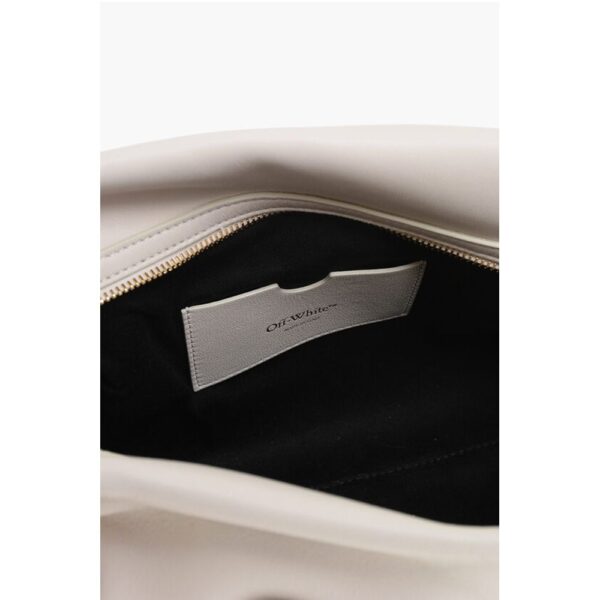 Off-White Solid Color Leather Clutch - Image 4