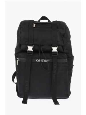 Off-White Solid Color Nylon Hiking Backpack