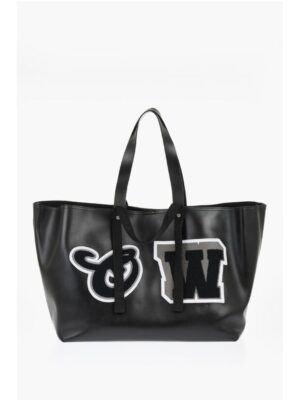 Off-White Leather DAY OFF VARSITY Weekend Bag with Contrasting Patches