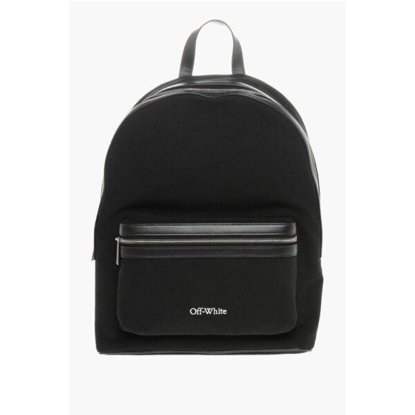 Off-White Solid Color Canvas Backpack with Embroidered Logo