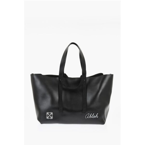 Off-White Leather DAY OFF VARSITY Weekend Bag with Contrasting Patches - Image 4
