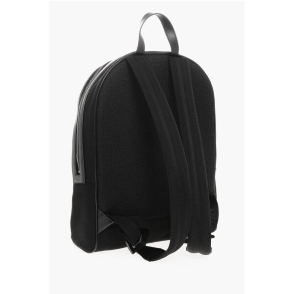 Off-White Solid Color Canvas Backpack with Embroidered Logo - Image 2