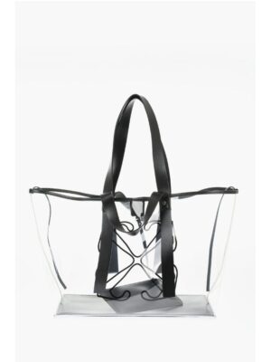 Off-White See-Through Pvc Tote Bag with Leather Details
