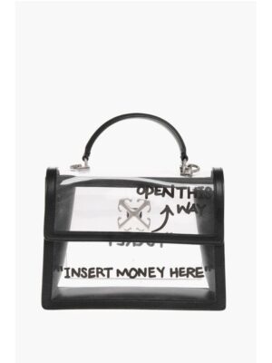 Off-White Leather and See-Through Pvc JITNEY 2.8 Handbag with Silver T