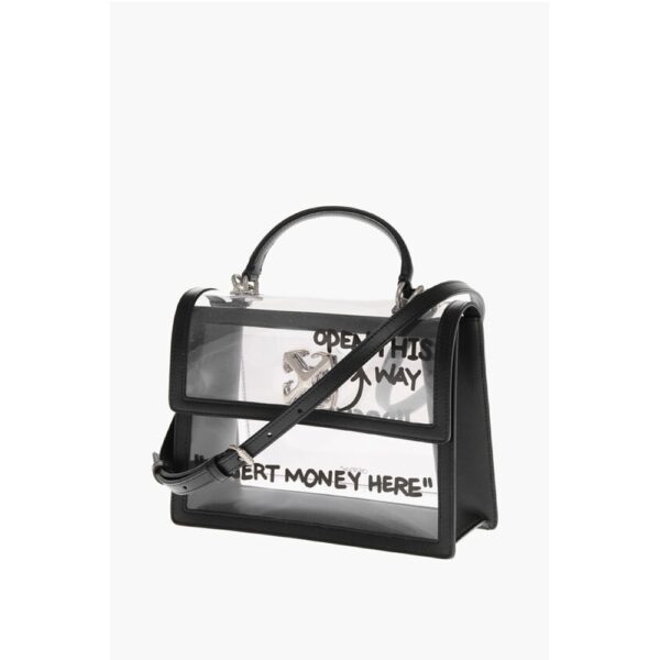 Off-White Leather and See-Through Pvc JITNEY 2.8 Handbag with Silver T - Image 3