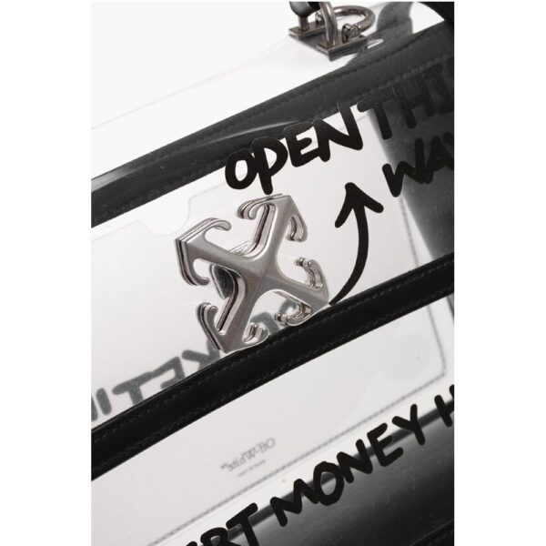 Off-White Leather and See-Through Pvc JITNEY 2.8 Handbag with Silver T - Image 4