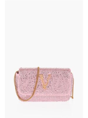 Versace Rhinestone Shoulder Bag with Golden-Effect Monogram