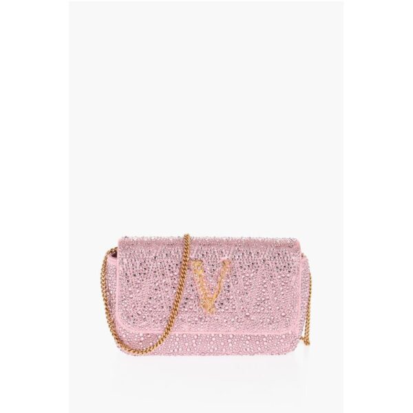Versace Rhinestone Shoulder Bag with Golden-Effect Monogram