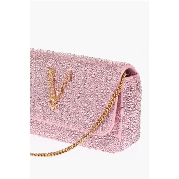 Versace Rhinestone Shoulder Bag with Golden-Effect Monogram - Image 3