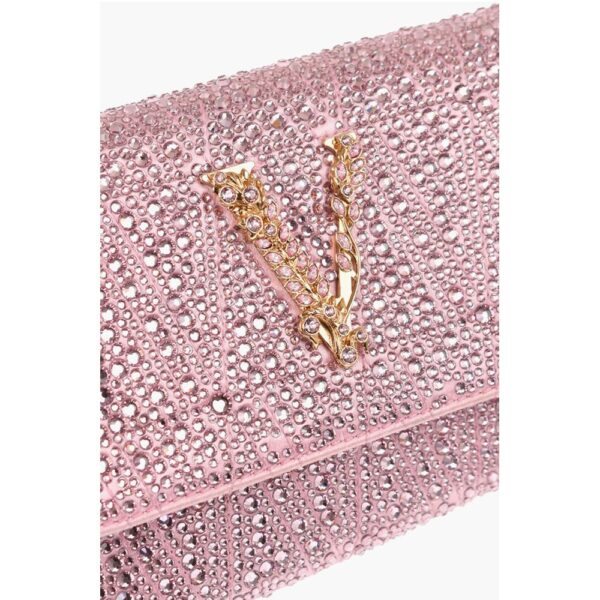 Versace Rhinestone Shoulder Bag with Golden-Effect Monogram - Image 4