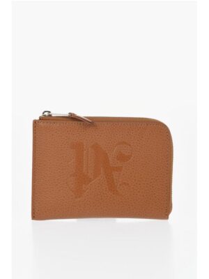 Palm Angels Textured Leather Wallet with Zip Closure