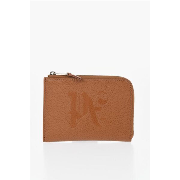 Palm Angels Textured Leather Wallet with Zip Closure