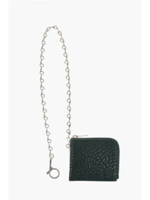 Burberry Textured Leather Wallet with Silver-Tone Chain