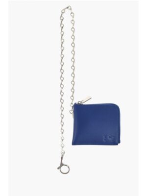 Burberry Leather Wallet with Silver-Tone Chain