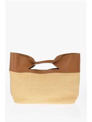 Alexander McQueen Leather and Raffia THE BOW Maxi Tote Bag