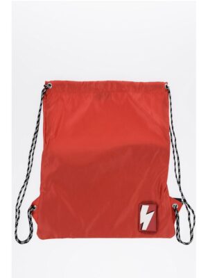 Neil Barrett Solid Color Nylon Drawstring Backpack with Monogram