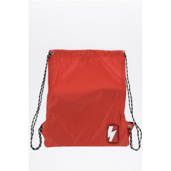Neil Barrett Solid Color Nylon Drawstring Backpack with Monogram