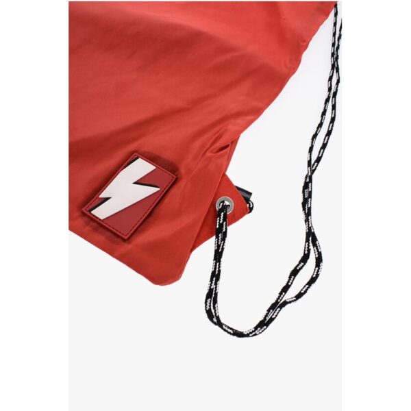 Neil Barrett Solid Color Nylon Drawstring Backpack with Monogram - Image 2