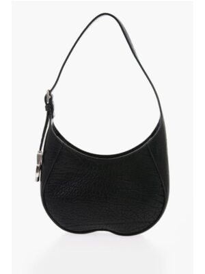 Burberry Textured Leather CHESS BAGUETTE Shoulder Bag with Silver-Ton