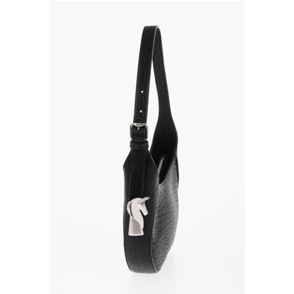 Burberry Textured Leather CHESS BAGUETTE Shoulder Bag with Silver-Ton - Image 3
