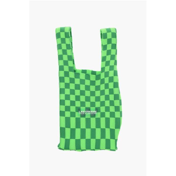 Last Frame Two-Tone Checked Knitted Tote Bag