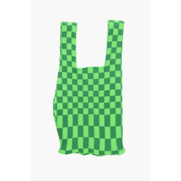 Last Frame Two-Tone Checked Knitted Tote Bag - Image 2