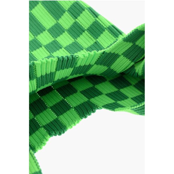 Last Frame Two-Tone Checked Knitted Tote Bag - Image 4