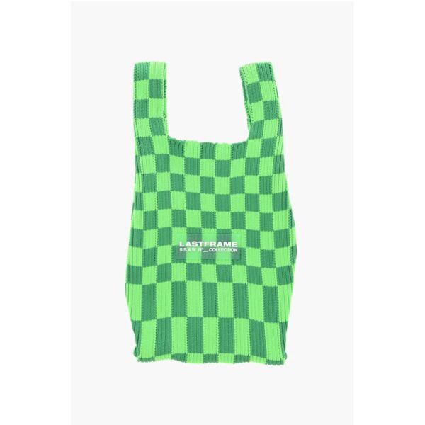 Last Frame Two-Tone Checked Mini Bag with Faux Leather Shoulder Strap