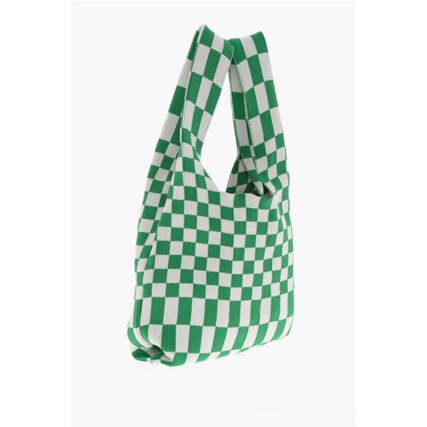 Last Frame Two-Tone Checked Knitted Tote Bag - Image 2
