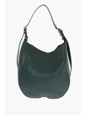 Burberry Solid Color Textured Leather Shoulder Bag