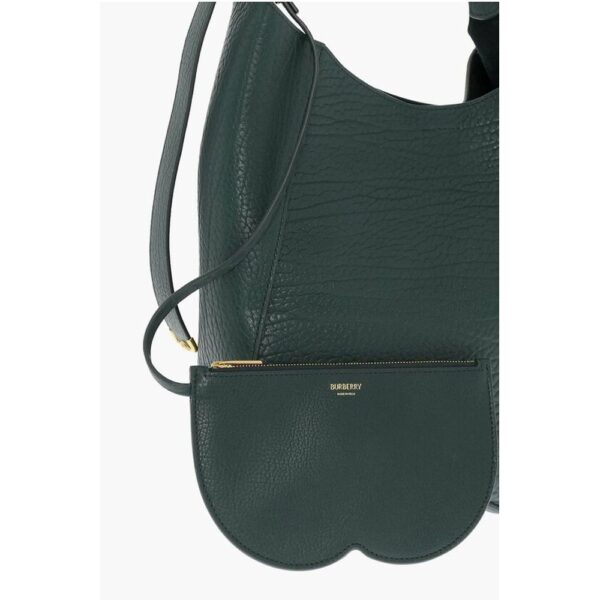 Burberry Solid Color Textured Leather Shoulder Bag - Image 3