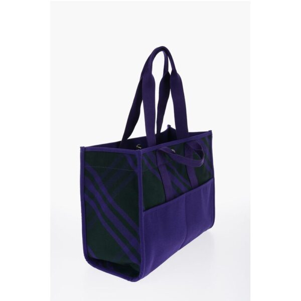 Burberry Checked Shopper Bag with Outer Pockets - Image 5