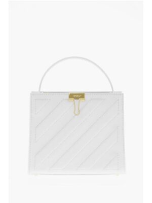 Off-White Leather CROSS Tote Bag with Golden Details