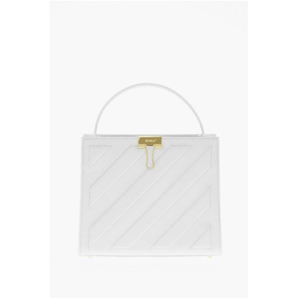 Off-White Leather CROSS Tote Bag with Golden Details