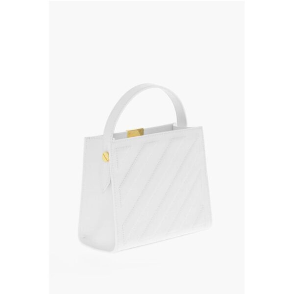 Off-White Leather CROSS Tote Bag with Golden Details - Image 2