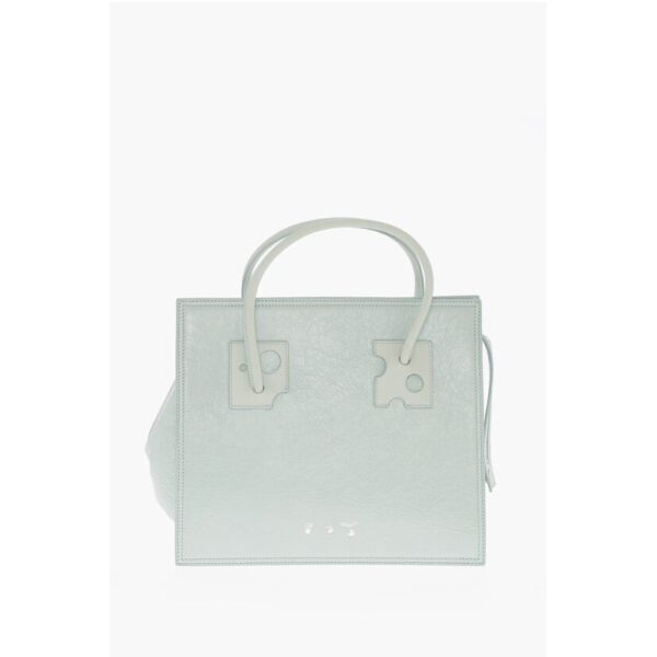 Off-White Solid Color Leather Tote Bag