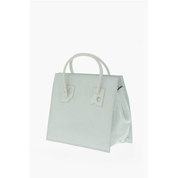 Off-White Solid Color Leather Tote Bag - Image 2