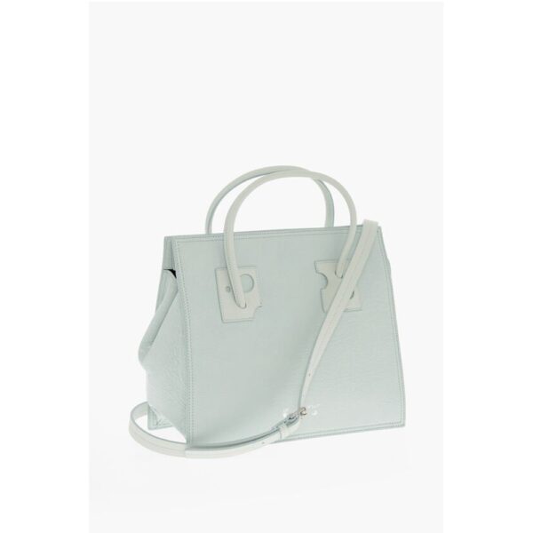 Off-White Solid Color Leather Tote Bag - Image 3