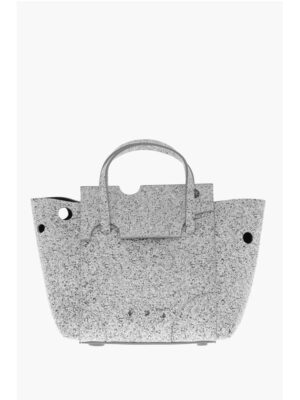 Off-White Marble Effect Leather BURROW Tote Bag