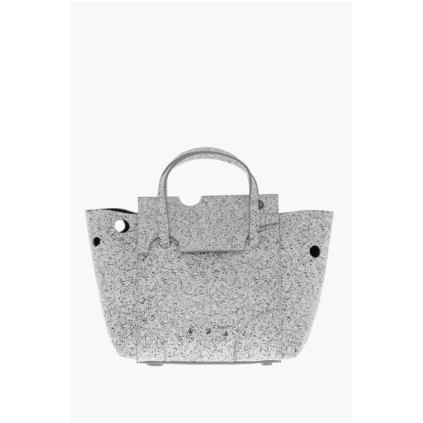 Off-White Marble Effect Leather BURROW Tote Bag