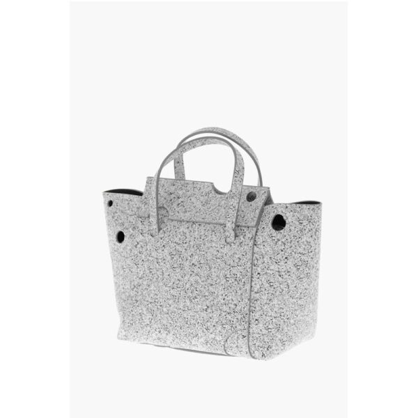 Off-White Marble Effect Leather BURROW Tote Bag - Image 2