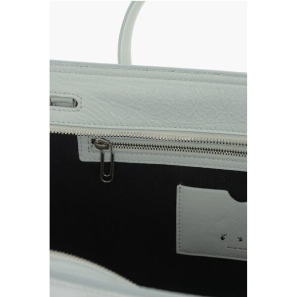 Off-White Solid Color Leather Tote Bag - Image 5