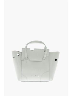 Off-White Leather BURROW Tote Bag with Cut-Out Details