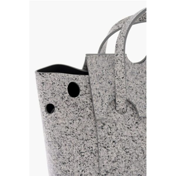 Off-White Marble Effect Leather BURROW Tote Bag - Image 4